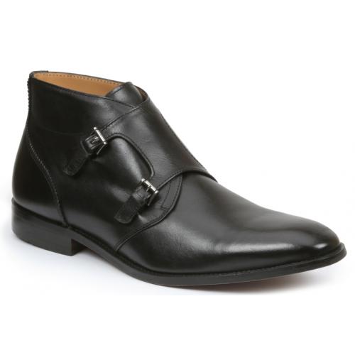 Giorgio Brutini "Munro" Black Leather Boots With Double Monkstraps 24928